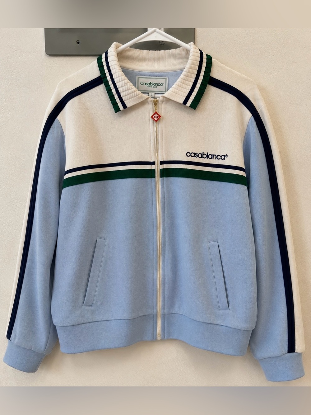 Casablanca Tennis Club Zip Track Jacket Blue White Green Men’s Size Small